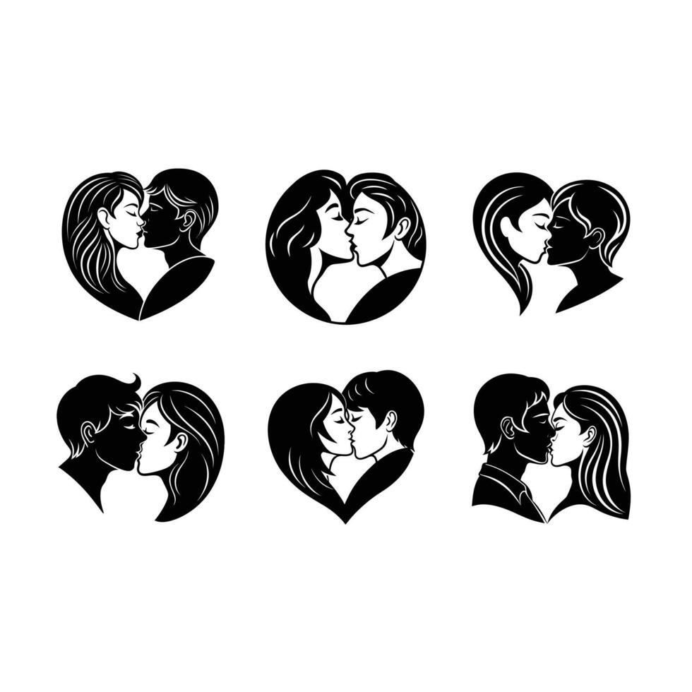 Passionate Kiss Stunning and Line Art Designs for Print vector