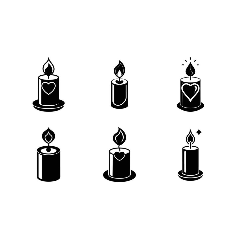 Romantic Candle Designs Line Art Graphics for Print vector