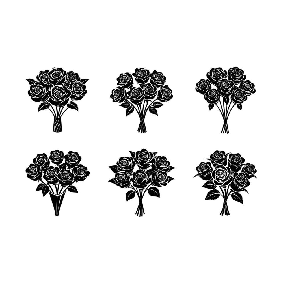 Stunning Rose Bouquet Designs for Print Line Art vector