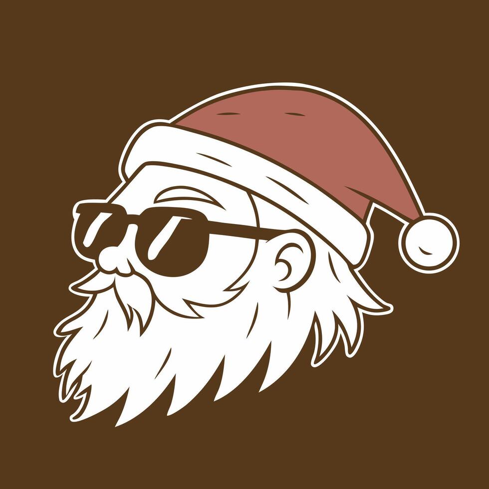 Modern Santa Claus Icon with Sunglasses Christmas Illustration for Seasonal Projects vector