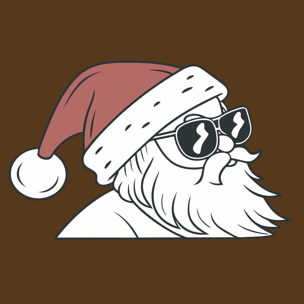 Cool Santa Claus Illustration with Sunglasses and Christmas Hat for Festive Designs vector