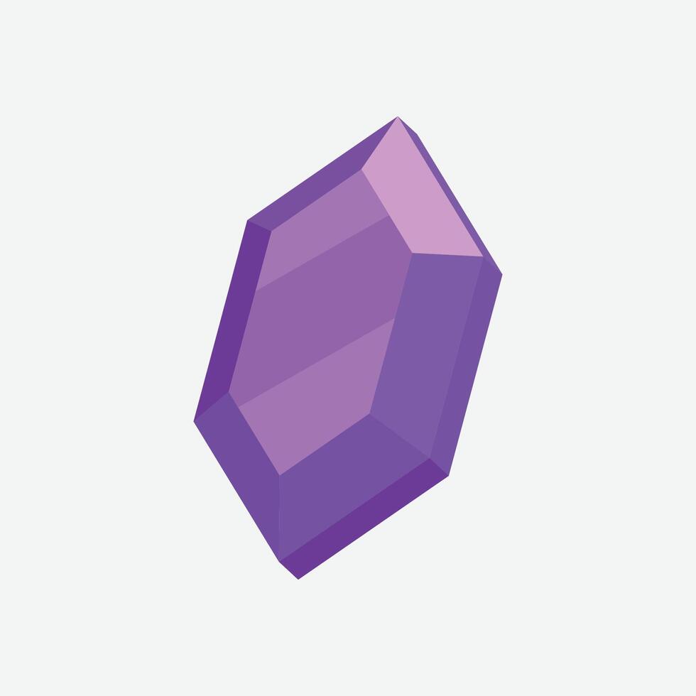 purple stone gemstone in flat design. vector