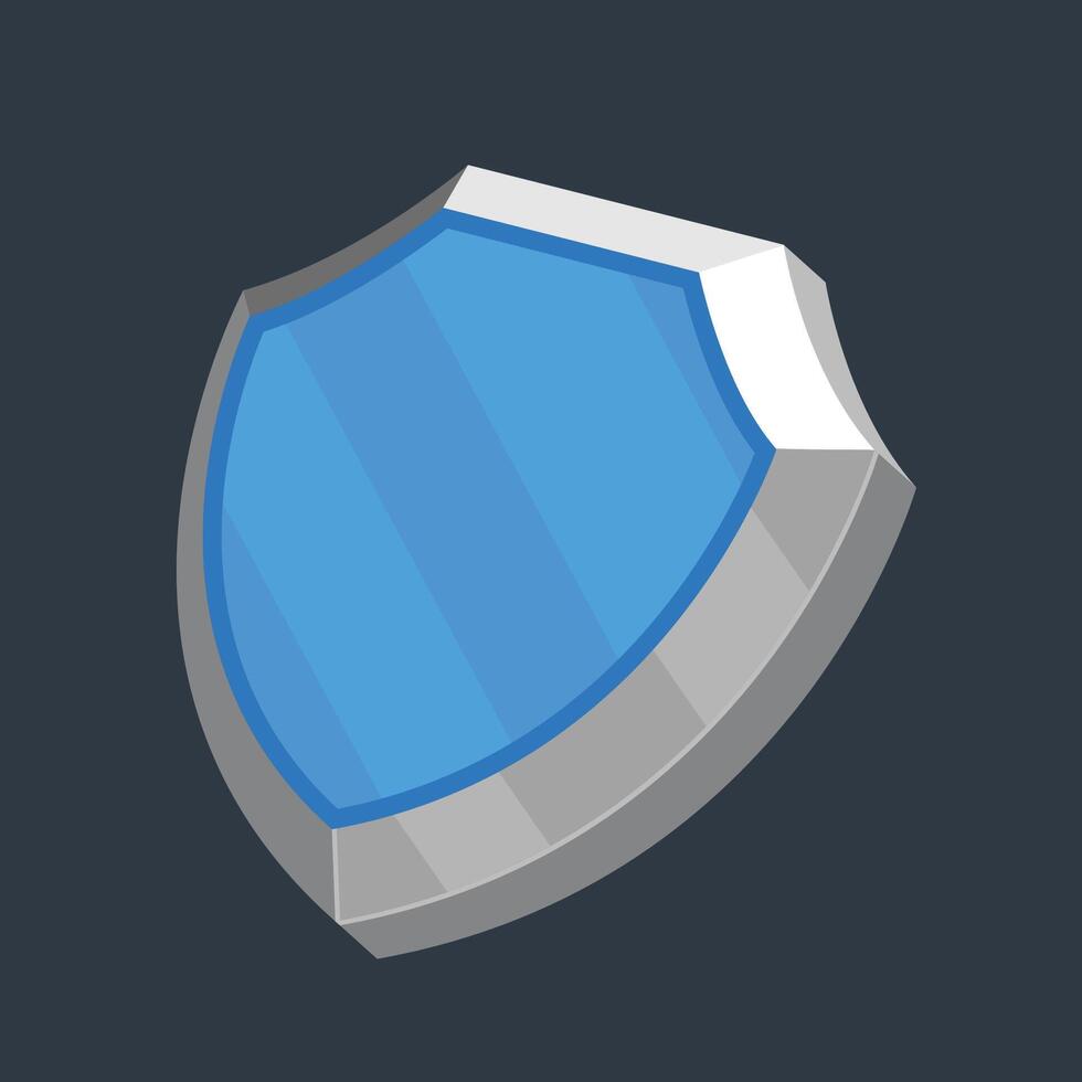 blue shield in flat design. vector