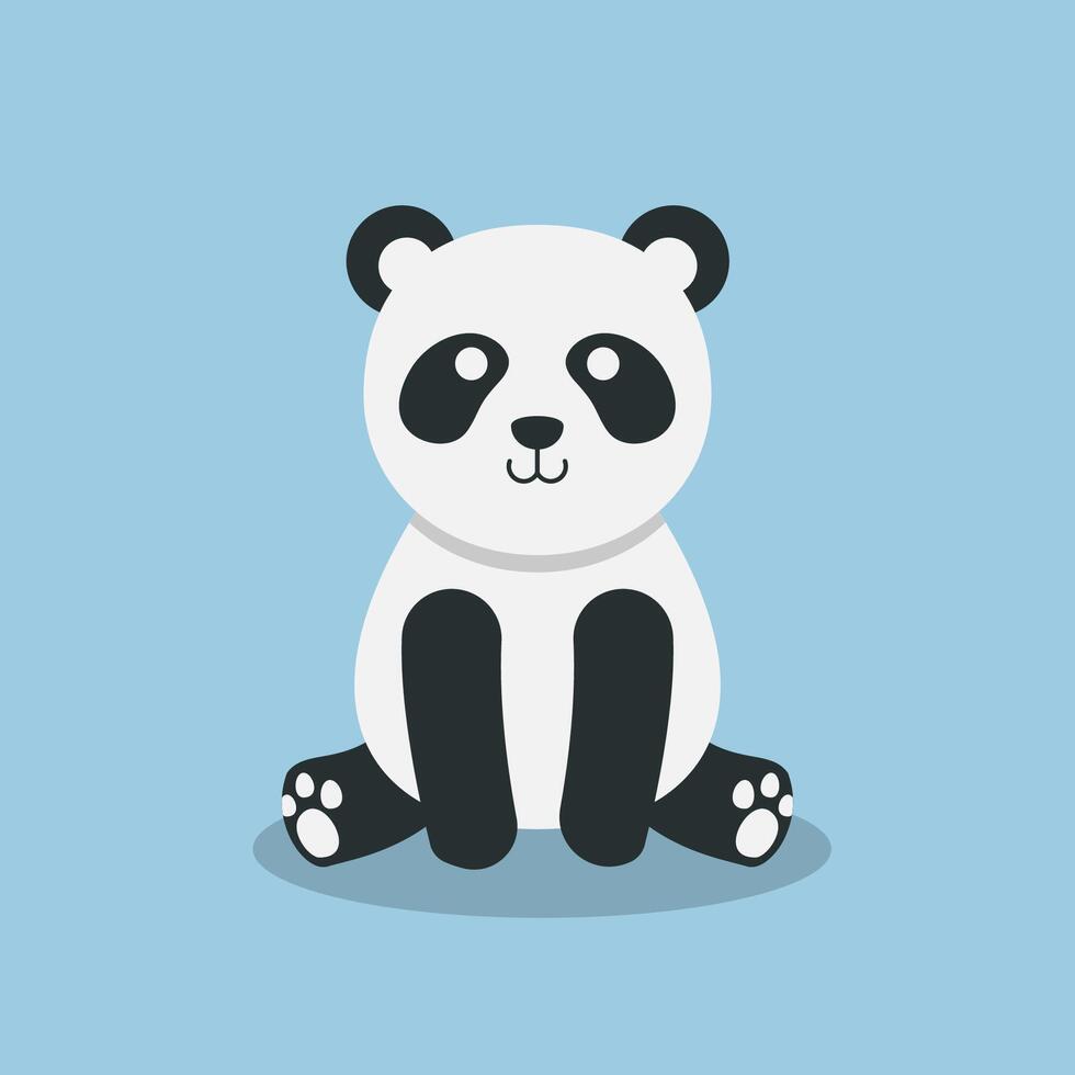 cute sitting panda in flat design. vector