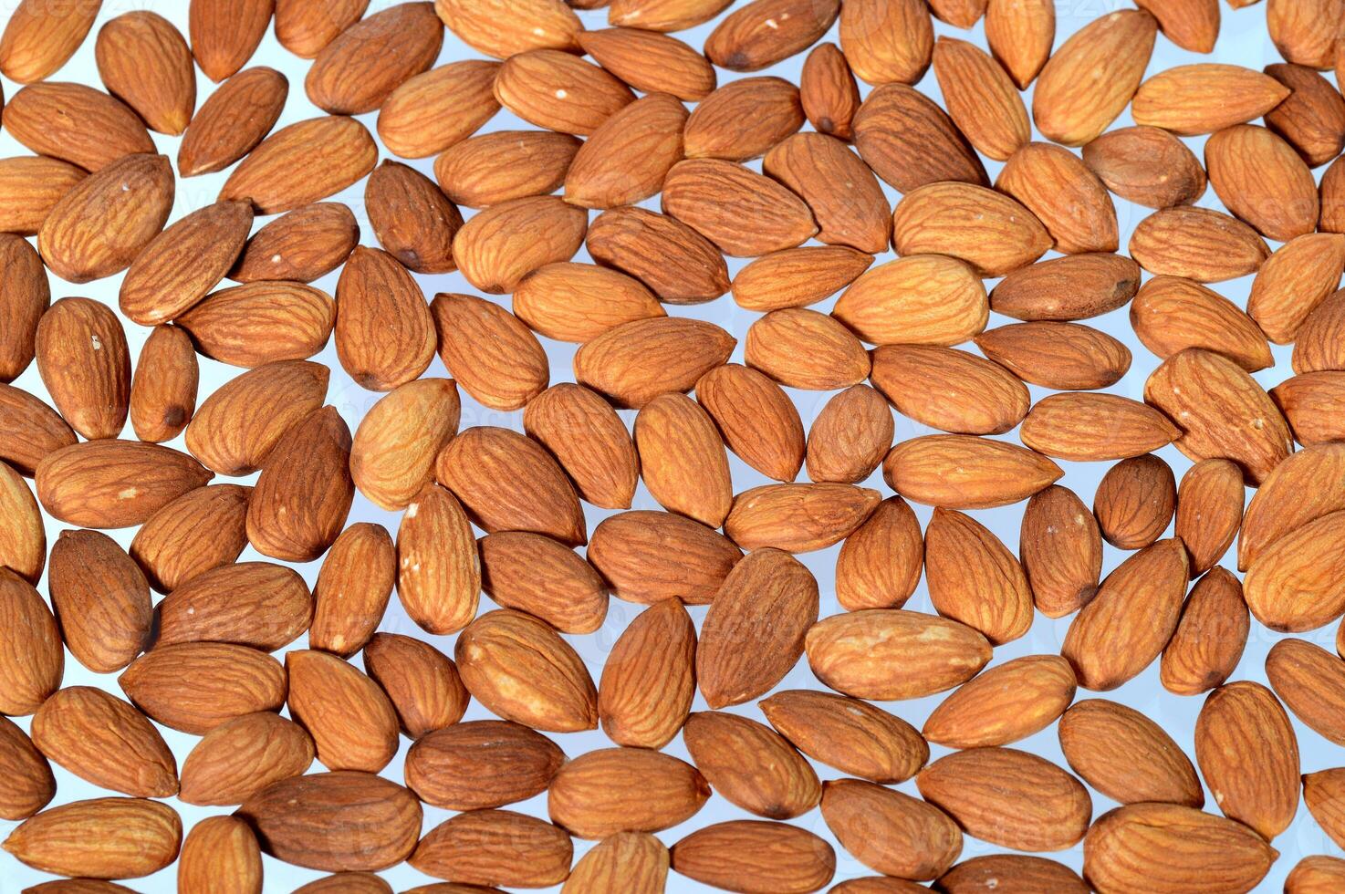 Tasty almonds nuts isolated on white background photo