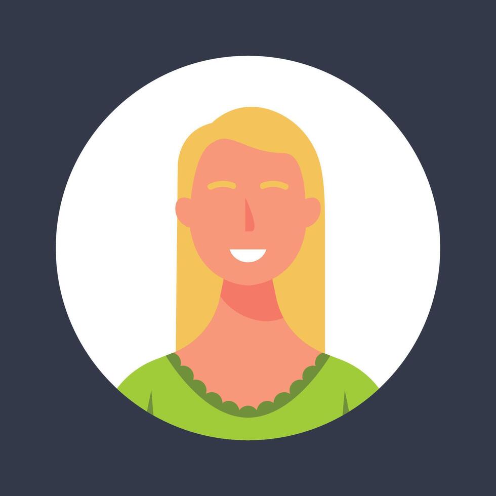long blonde hair in circle frame in flat design. vector