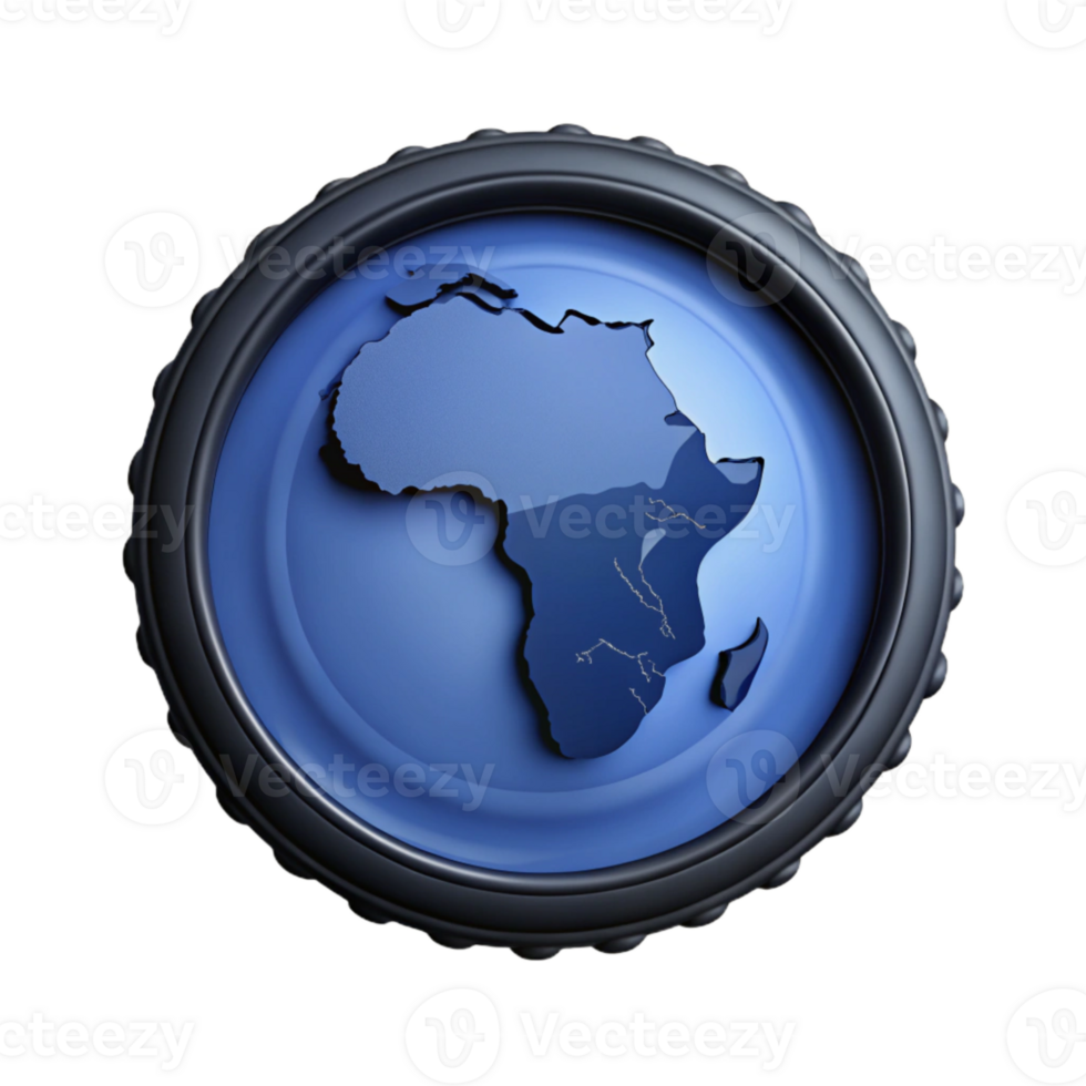 3D Rendered Map of Africa in a Circular Frame png
