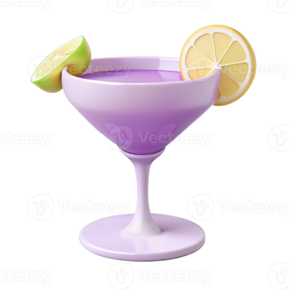 Purple Cocktail with Lime and Lemon Garnish png
