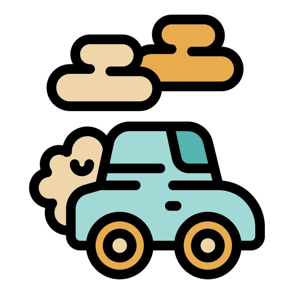 Cartoon car driving and polluting the air with clouds vector