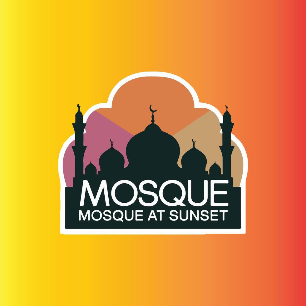 Mosque logo with bright sunset gradient vector
