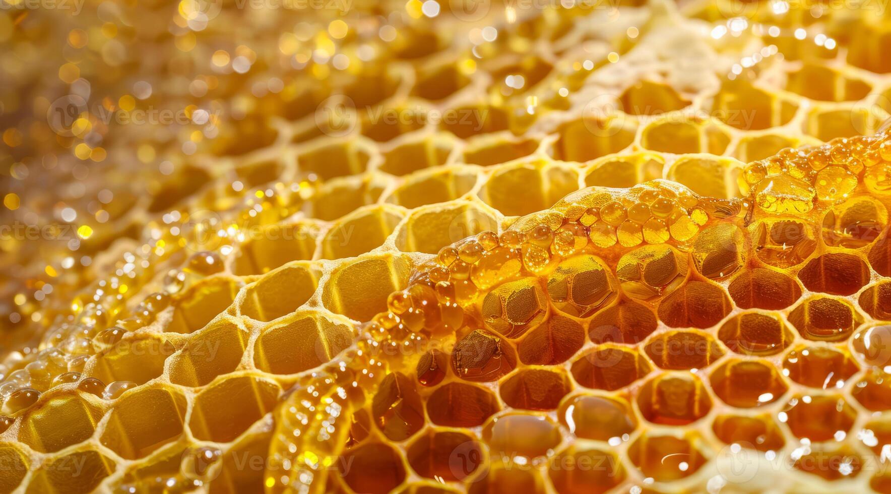 A close up of honeycomb with honey dripping from it photo
