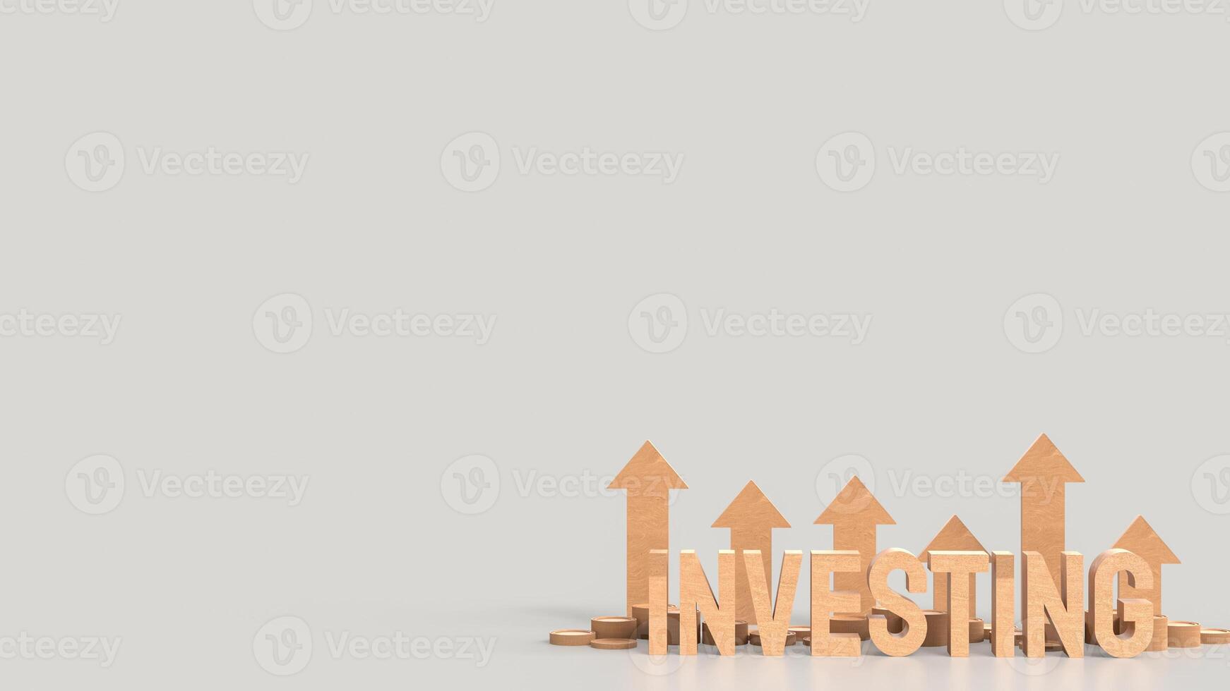 The wood investing text and arrow up for Business concept 3d rendering. photo