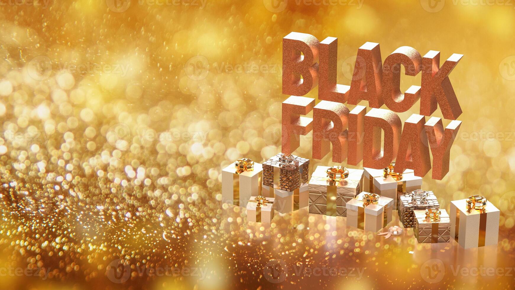 The Black Friday text and Gift box for promotion or discount concept 3d rendering. photo