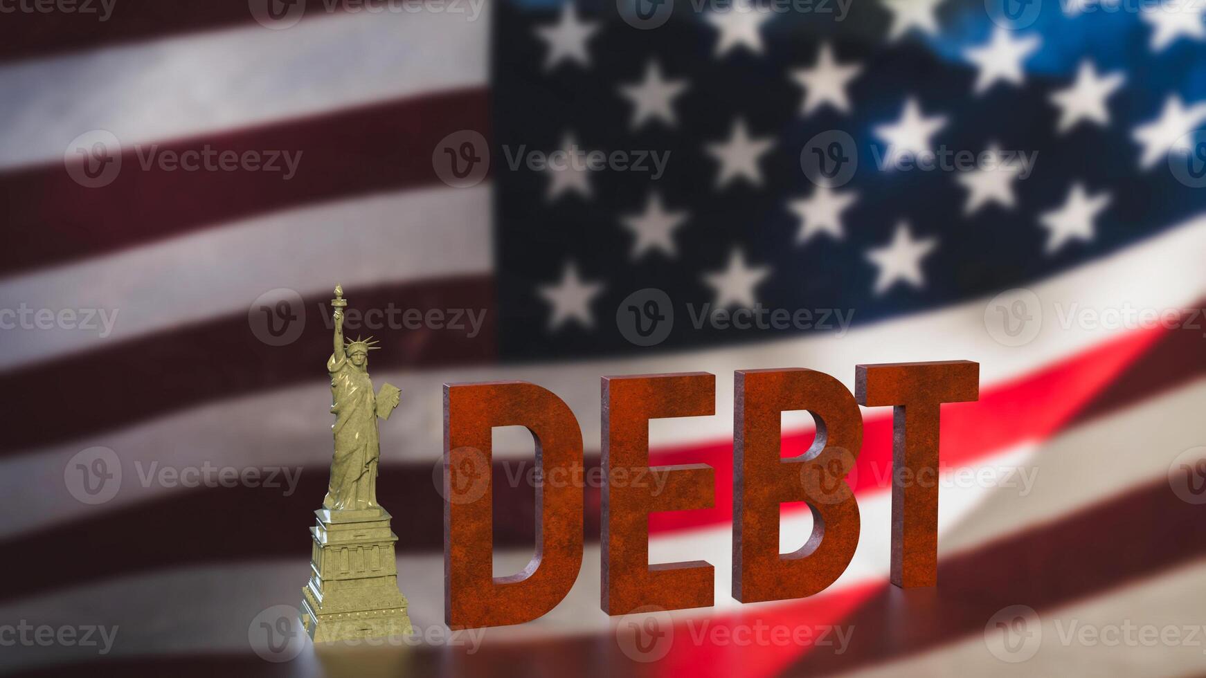 The Statue of Liberty and debt rusty for Business concept 3d rendering. photo