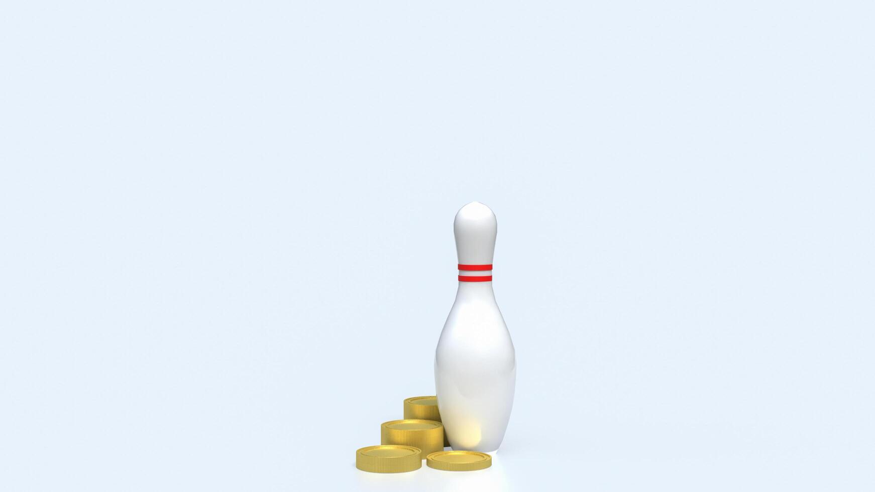 The pin bowling and coins for Business concept 3d rendering. photo