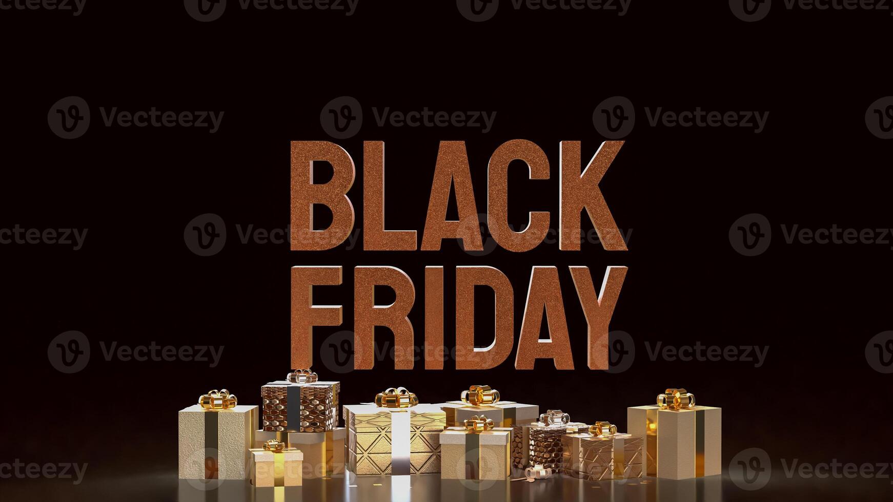 The Black Friday text and Gift box for promotion or discount concept 3d rendering. photo