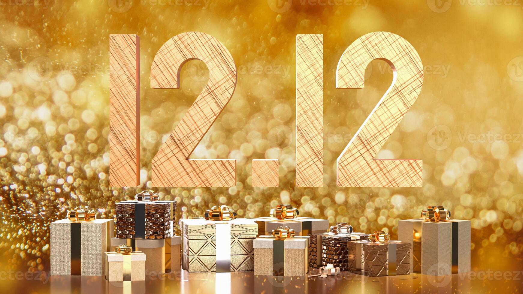 The 12 number and gift box promotion or discount concept 3d rendering. photo