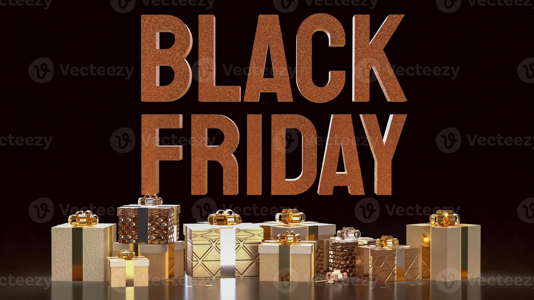 The Black Friday text and Gift box for promotion or discount concept 3d rendering. photo