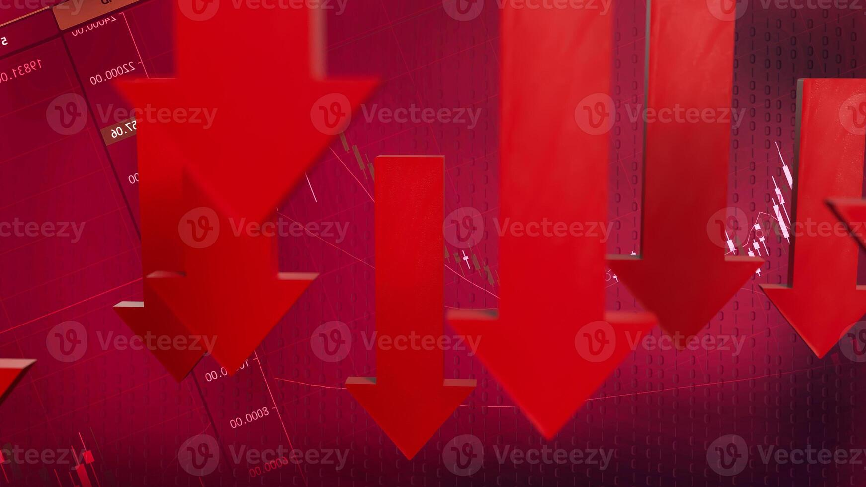 The Red arrow Down on Business background 3d rendering. photo