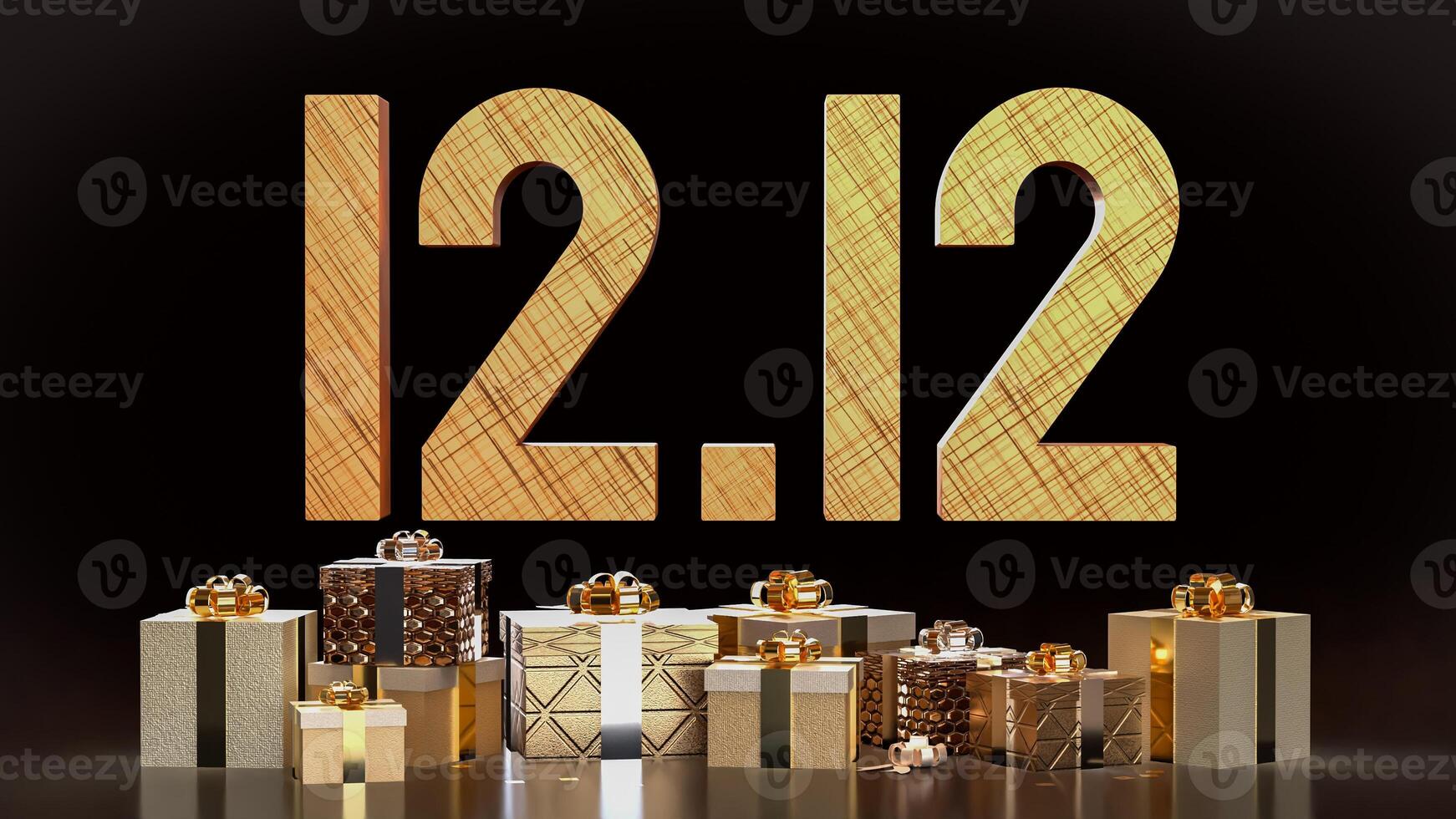The 12 number and gift box promotion or discount concept 3d rendering. photo