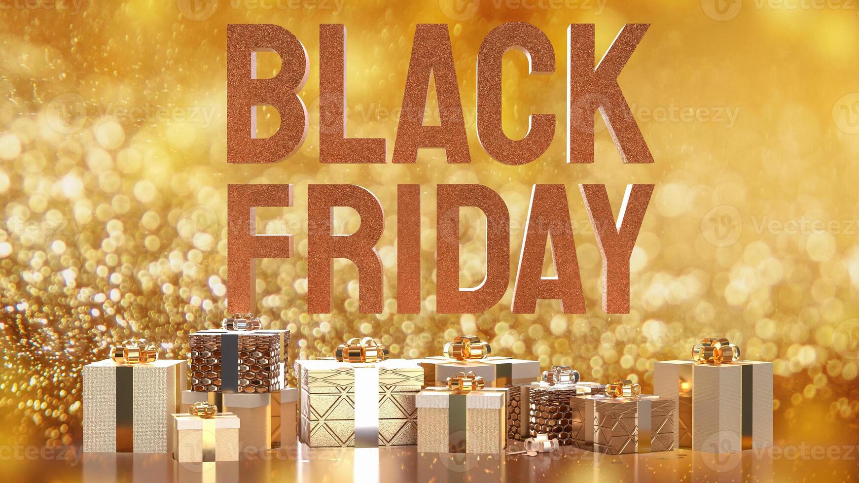 The Black Friday text and Gift box for promotion or discount concept 3d rendering. photo