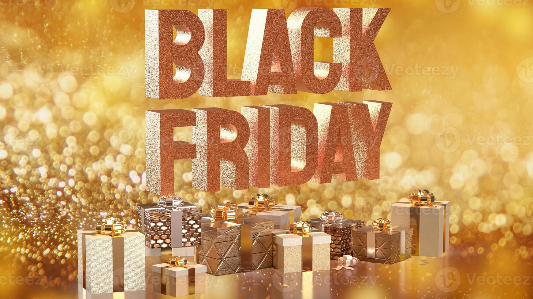 The Black Friday text and Gift box for promotion or discount concept 3d rendering. photo