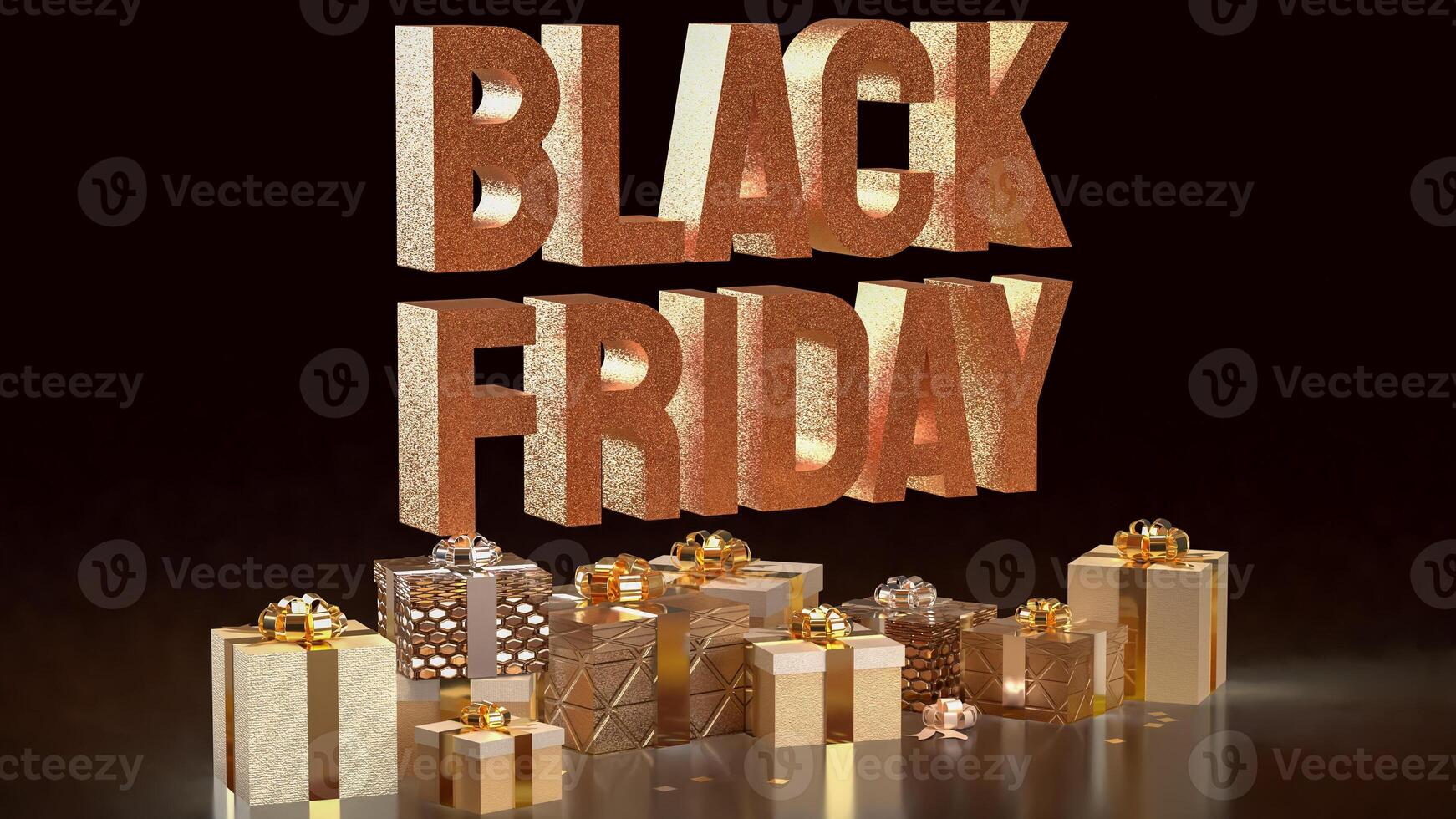 The Black Friday text and Gift box for promotion or discount concept 3d rendering. photo