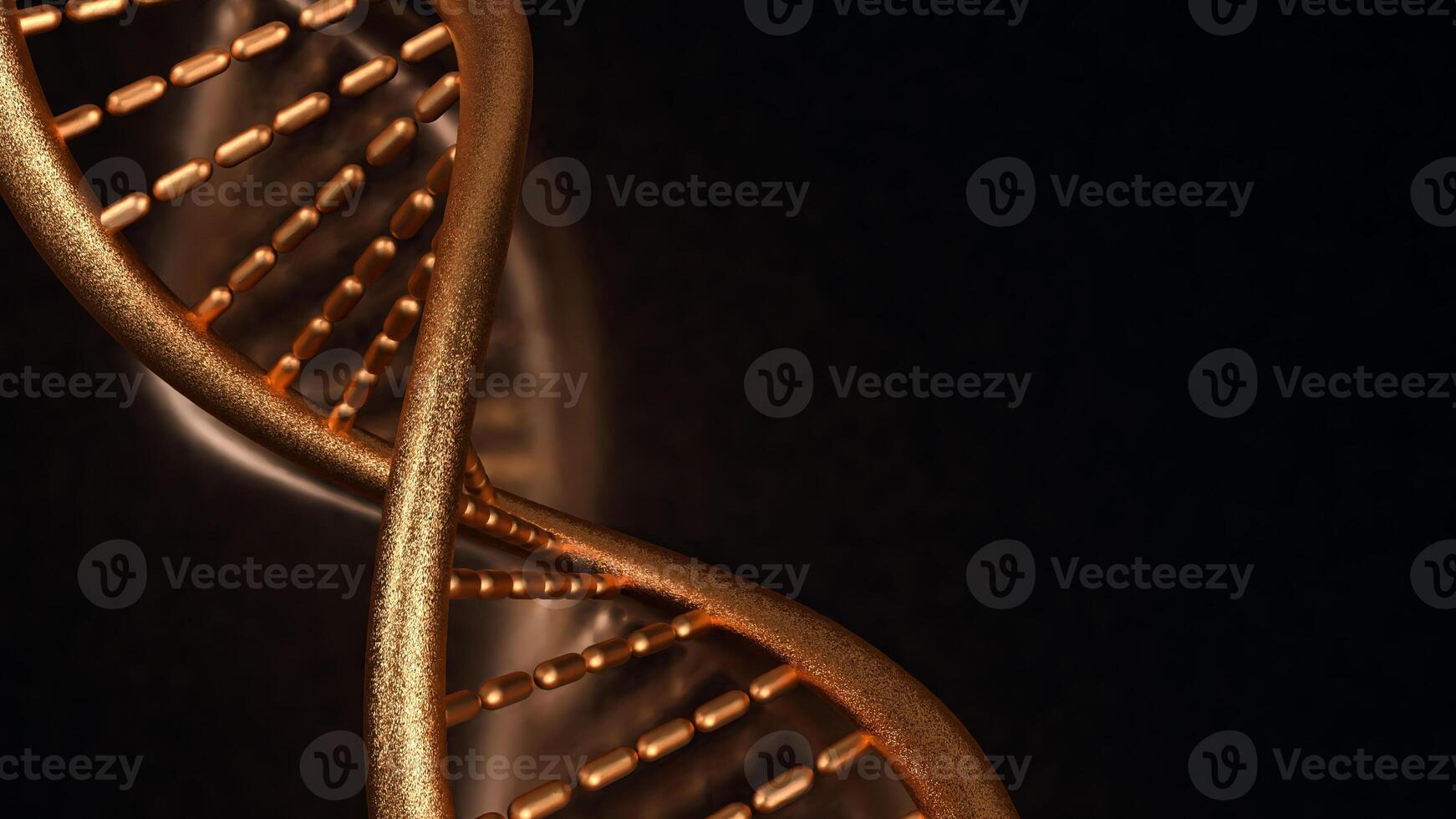 The copper dna on black background for sci or medical concept 3d rendering. photo