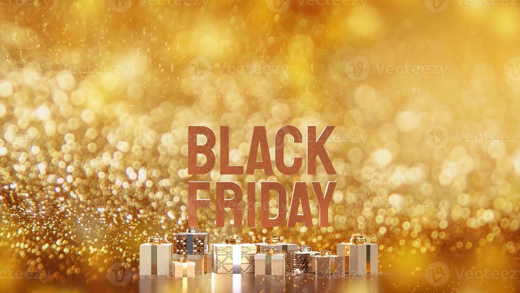 The Black Friday text and Gift box for promotion or discount concept 3d rendering. photo