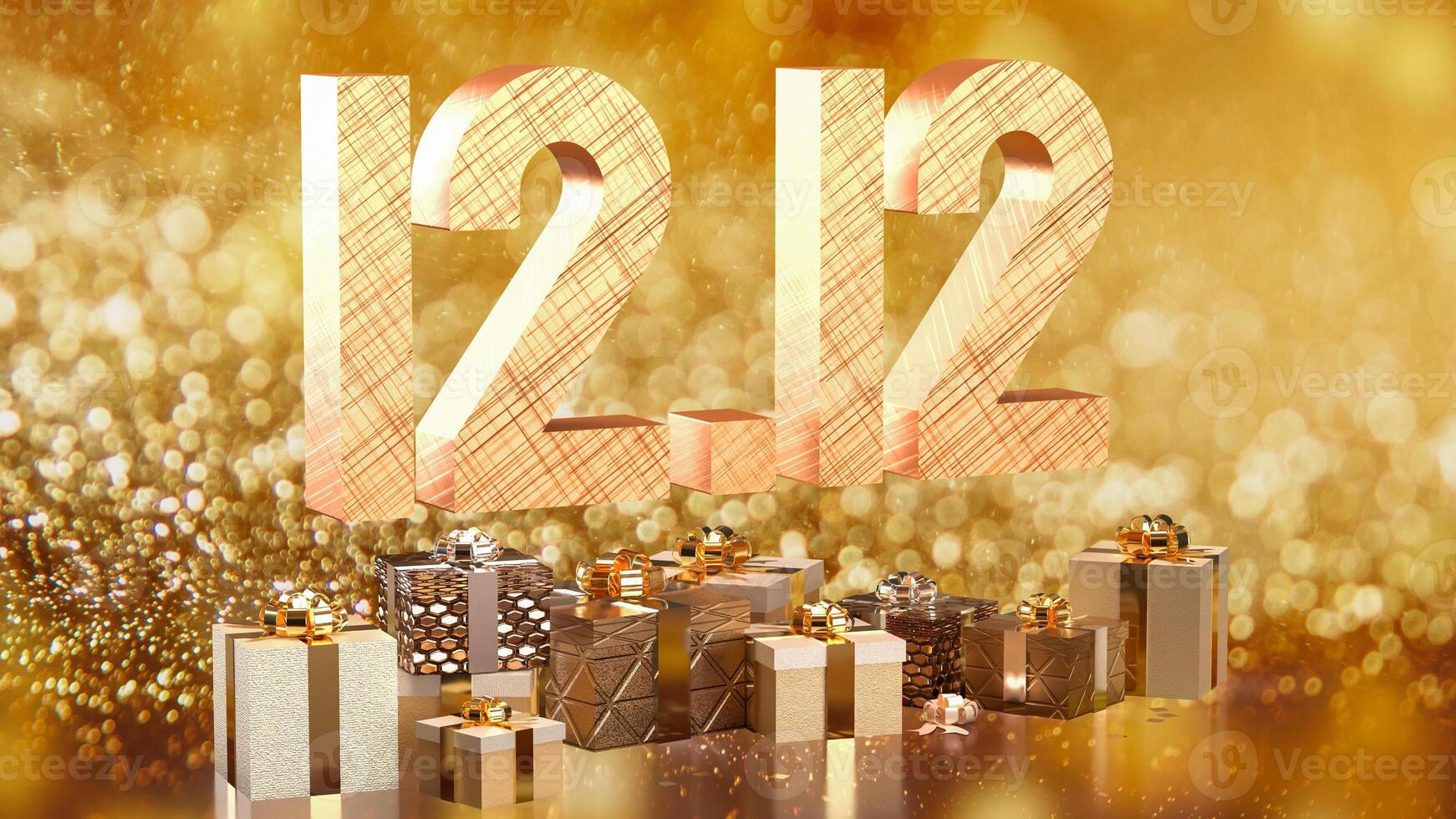 The 12 number and gift box promotion or discount concept 3d rendering. photo