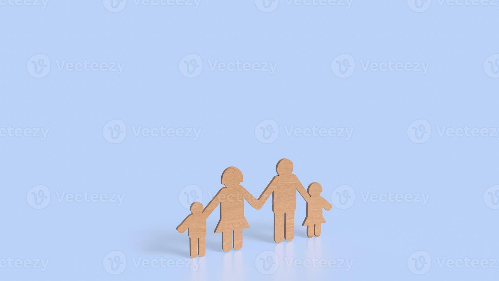 The wood family plate for home relationship concept 3d rendering. photo
