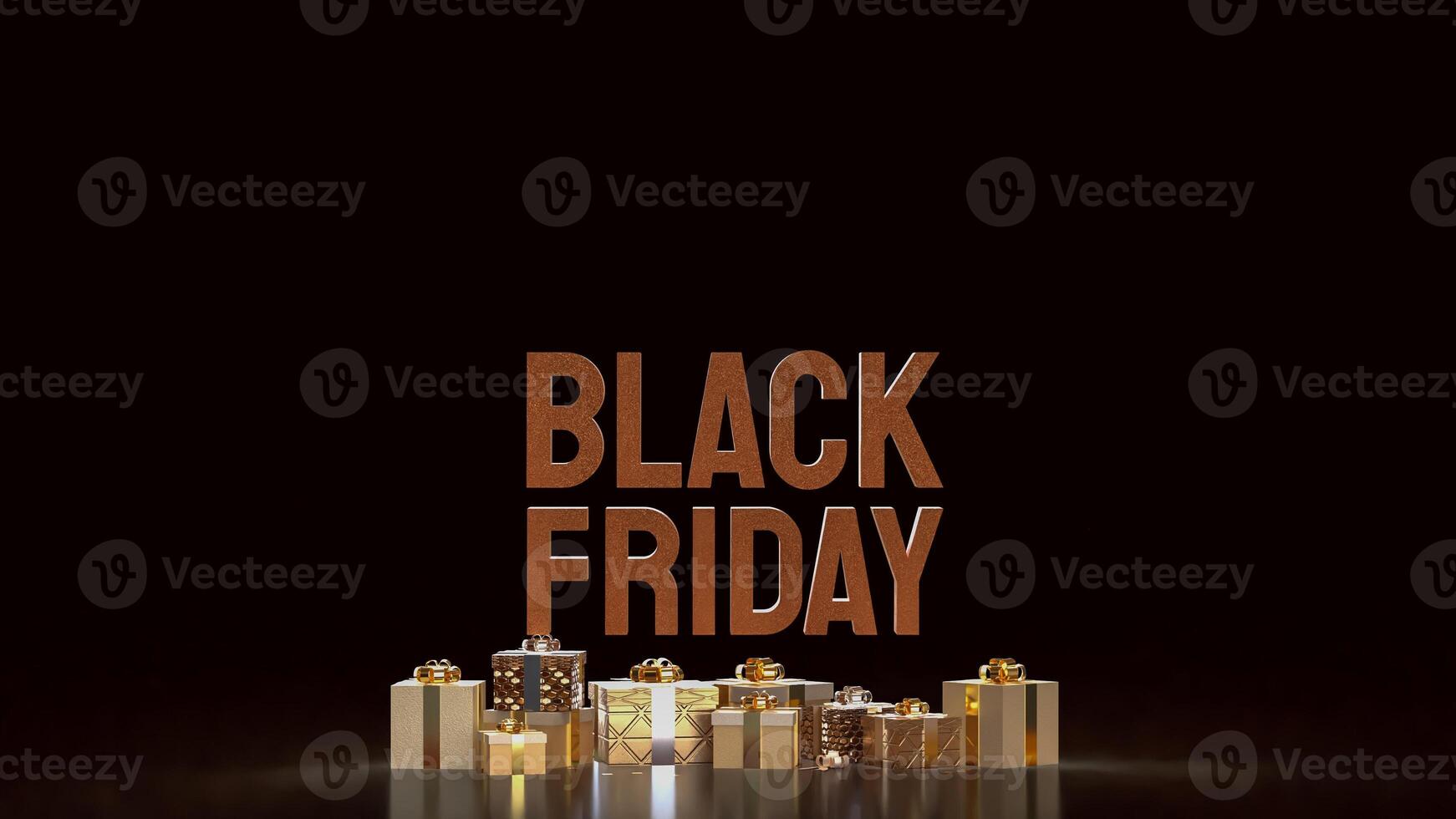 The Black Friday text and Gift box for promotion or discount concept 3d rendering. photo