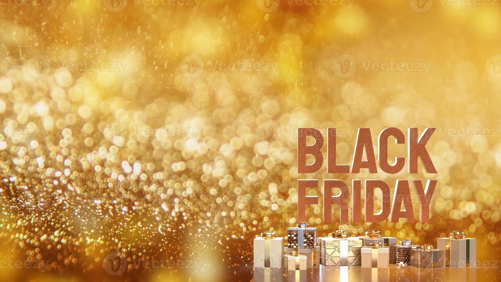 The Black Friday text and Gift box for promotion or discount concept 3d rendering. photo