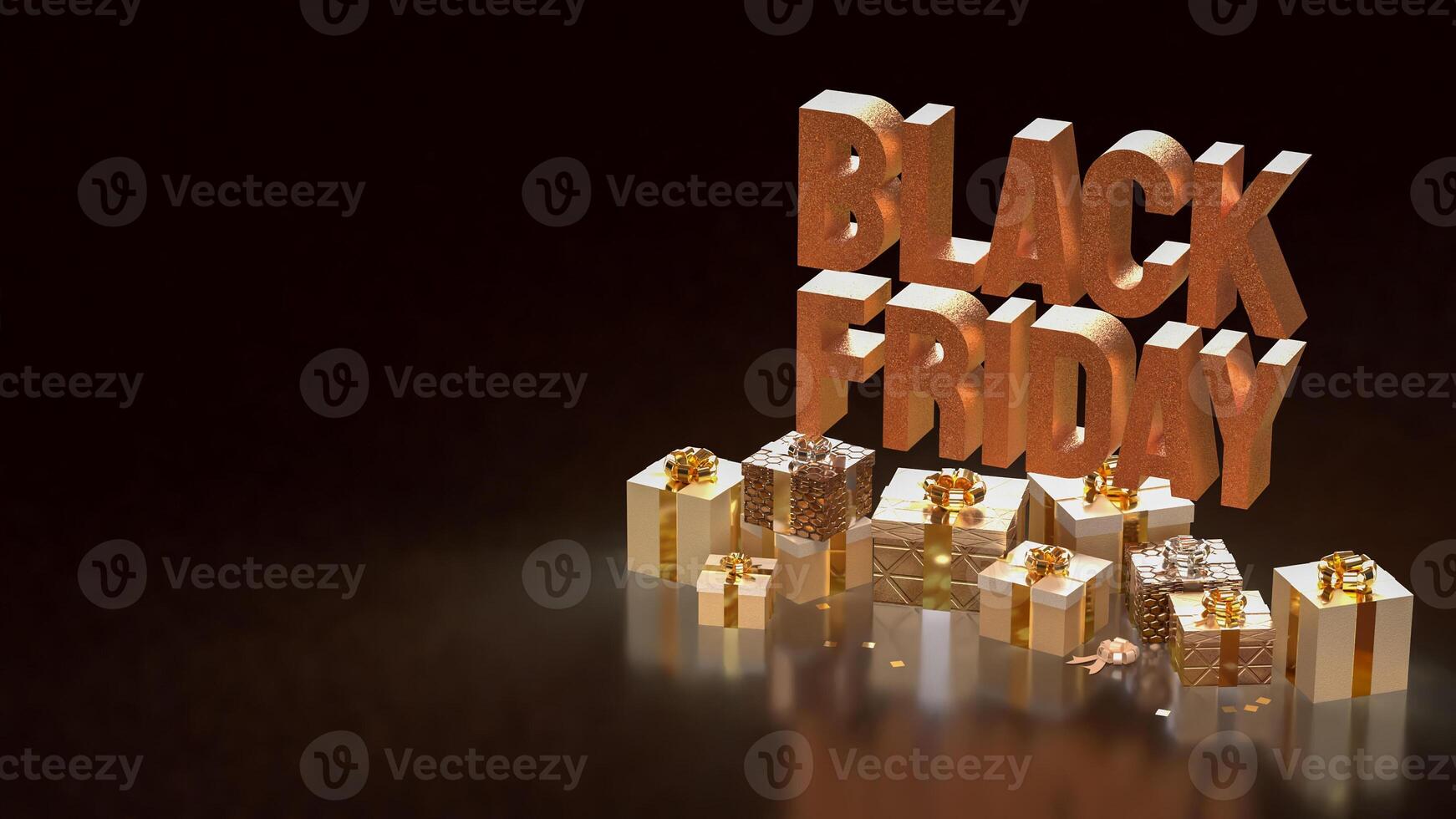 The Black Friday text and Gift box for promotion or discount concept 3d rendering. photo