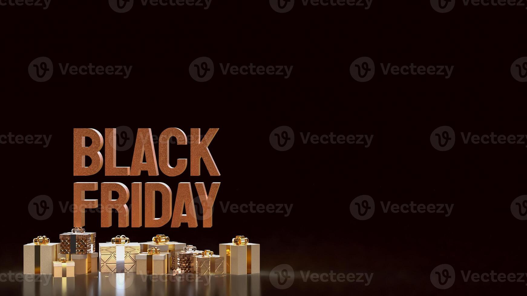 The Black Friday text and Gift box for promotion or discount concept 3d rendering. photo