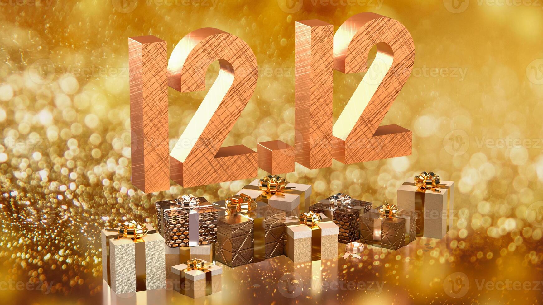 The 12 number and gift box promotion or discount concept 3d rendering. photo