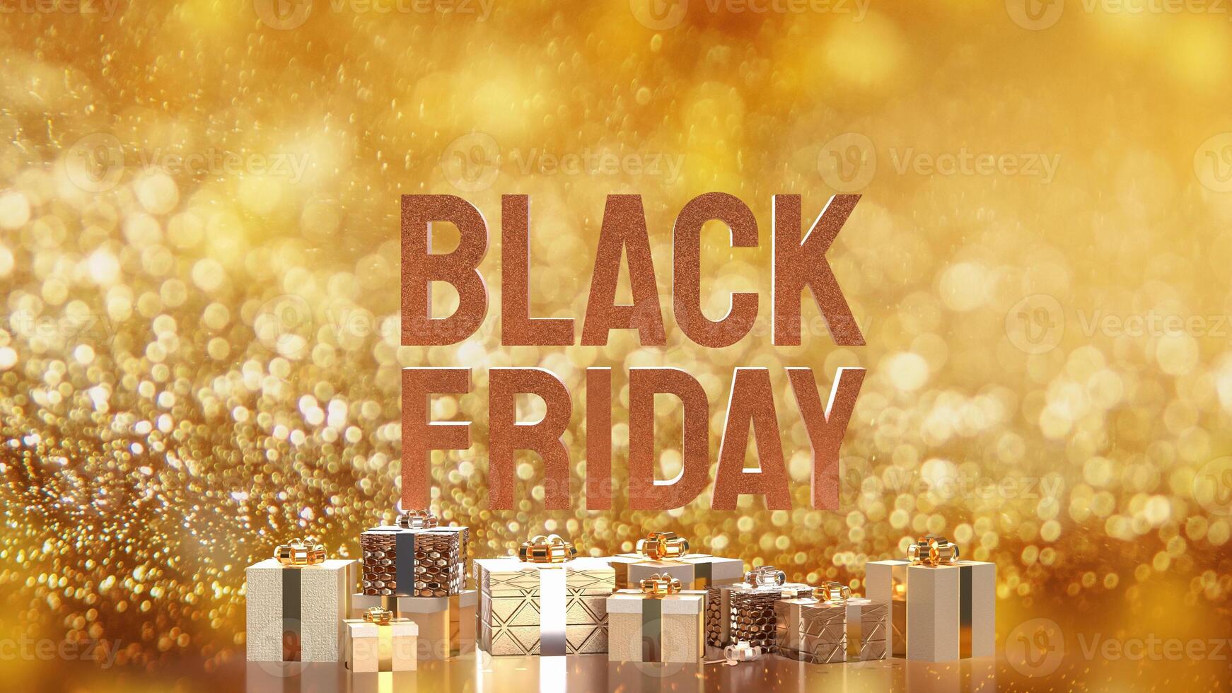The Black Friday text and Gift box for promotion or discount concept 3d rendering. photo
