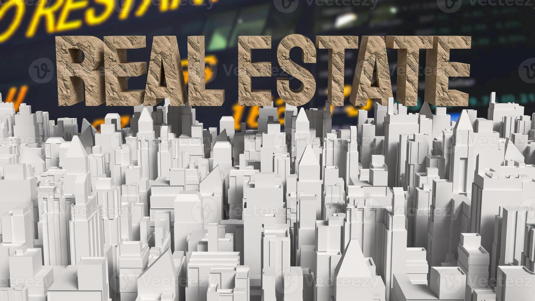 The real estate text and building for property concept 3d rendering. photo