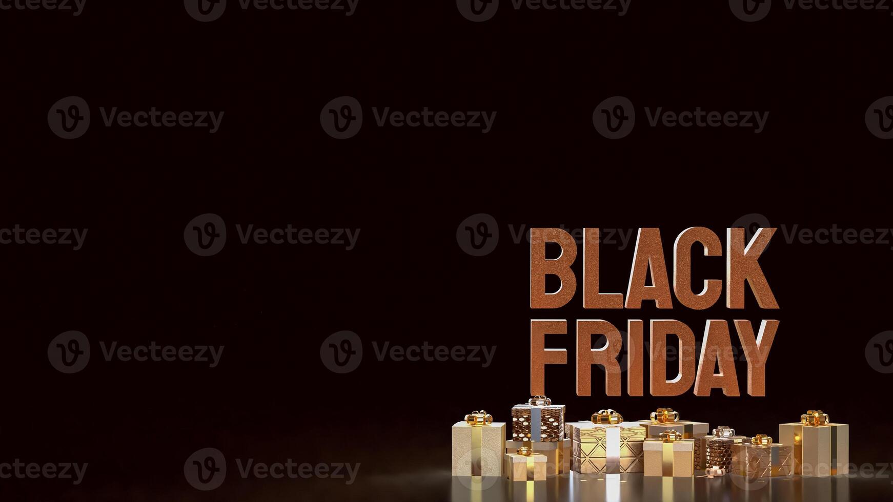 The Black Friday text and Gift box for promotion or discount concept 3d rendering. photo