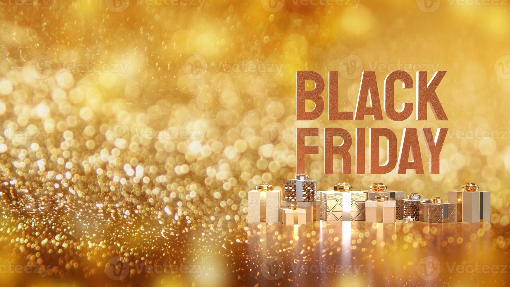 The Black Friday text and Gift box for promotion or discount concept 3d rendering. photo