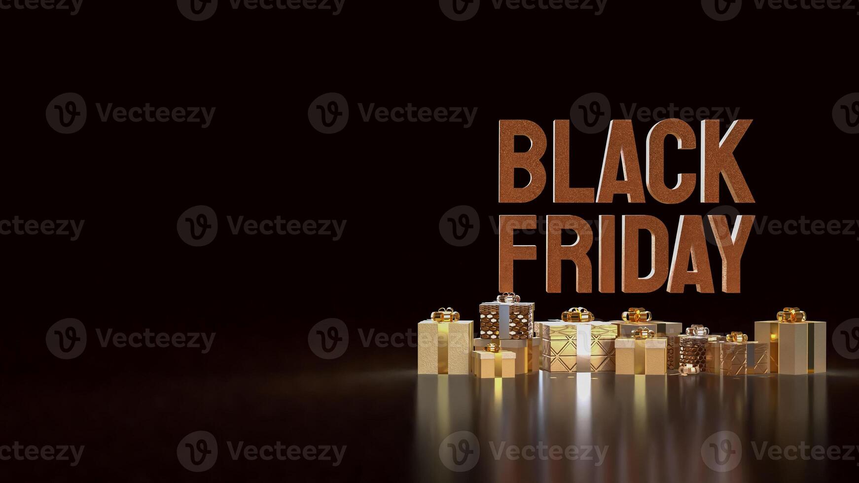The Black Friday text and Gift box for promotion or discount concept 3d rendering. photo