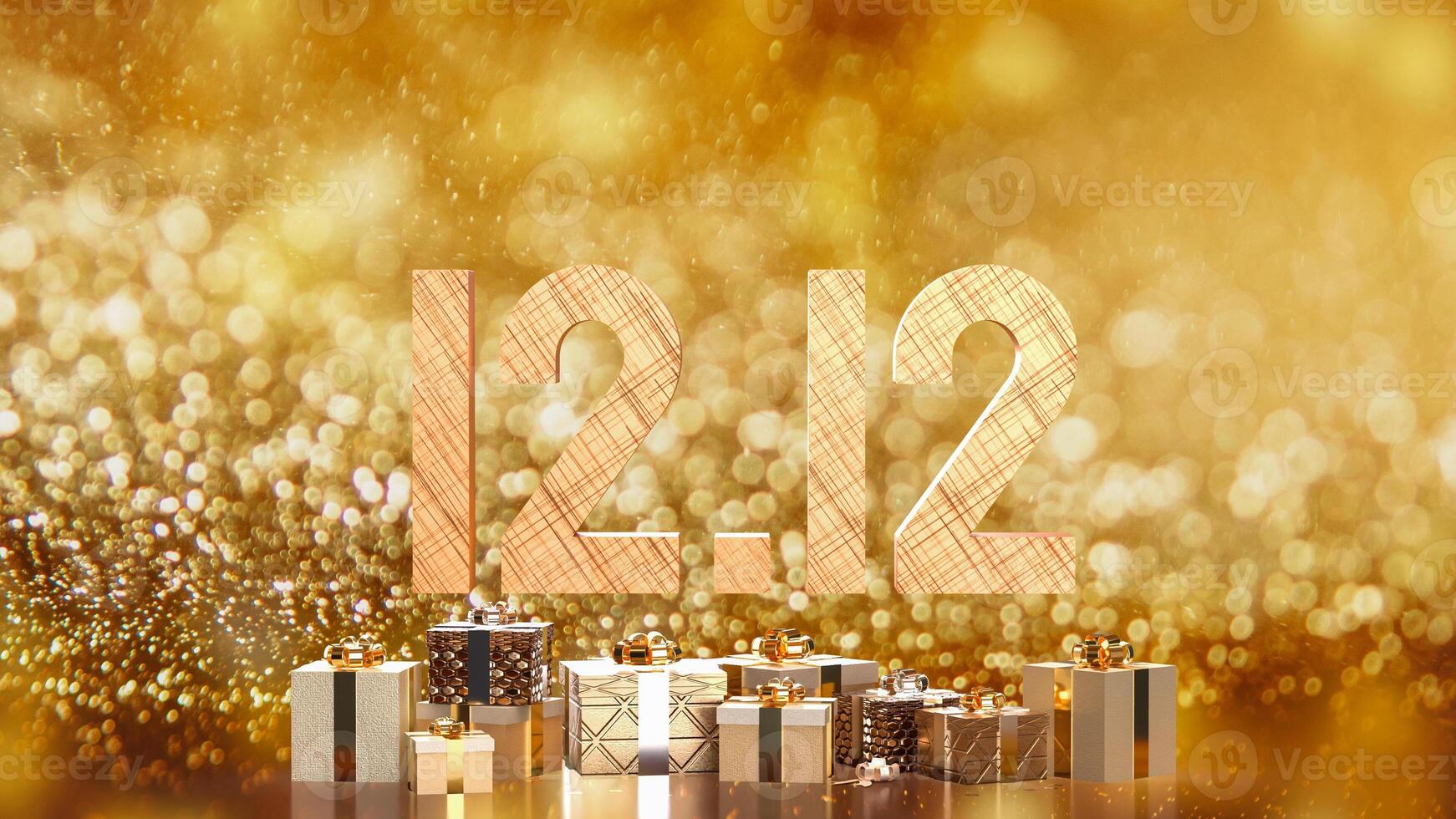 The 12 number and gift box promotion or discount concept 3d rendering. photo