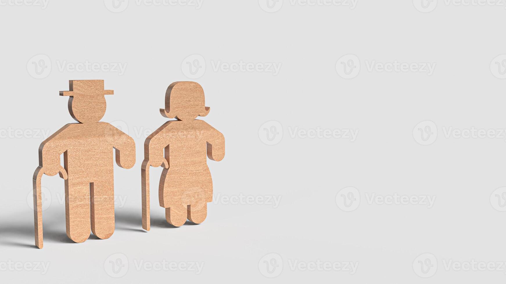 The wood plate outline for Elderly people concept 3d rendering. photo