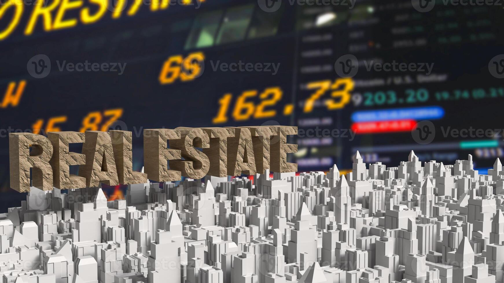 The real estate text and building for property concept 3d rendering. photo