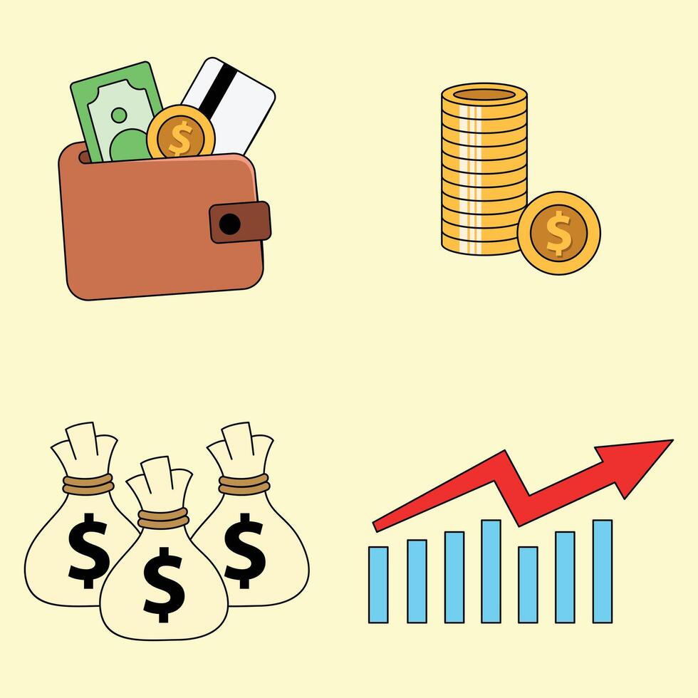 Set business and finance icons vector