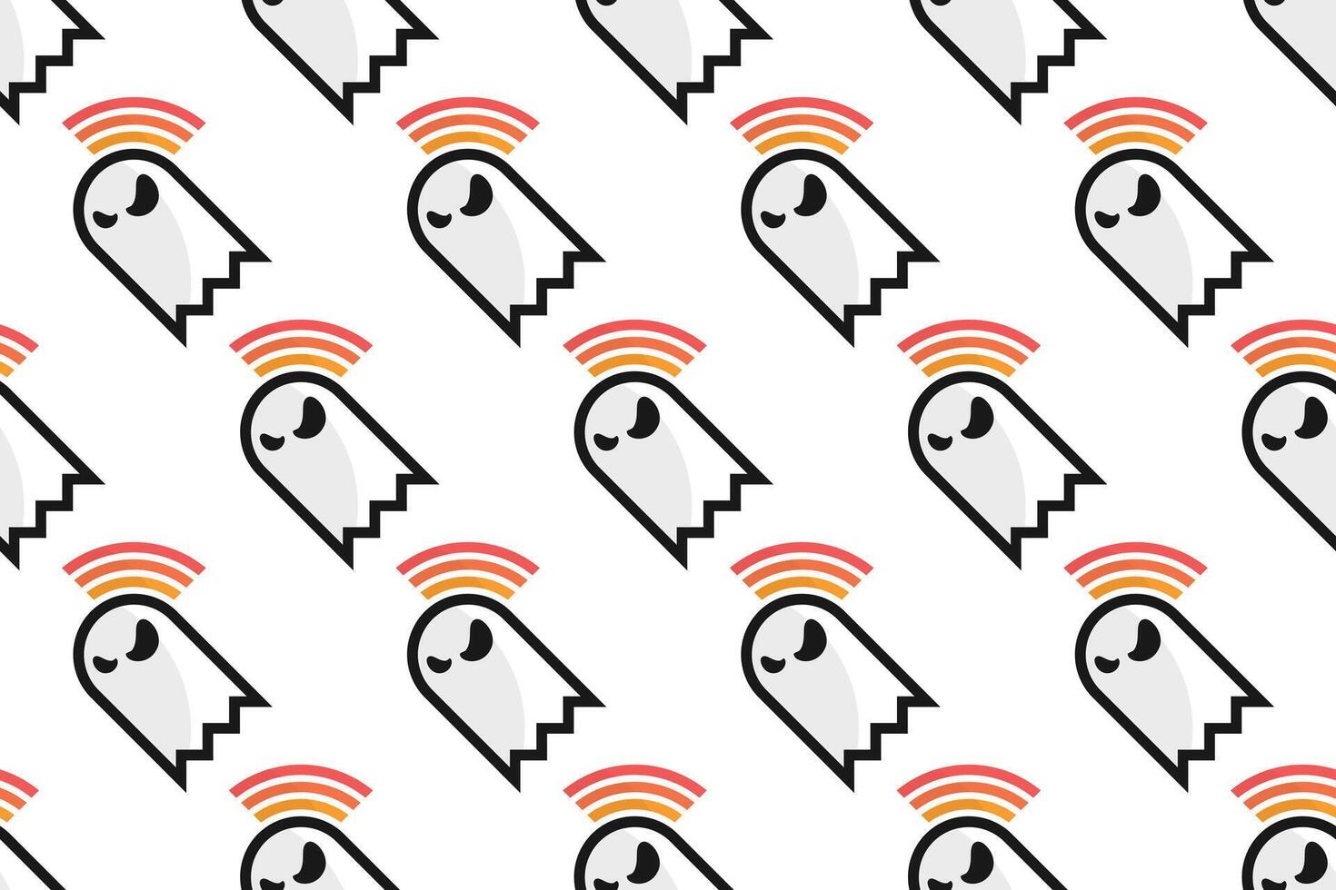 White ghost seamless pattern background template vector