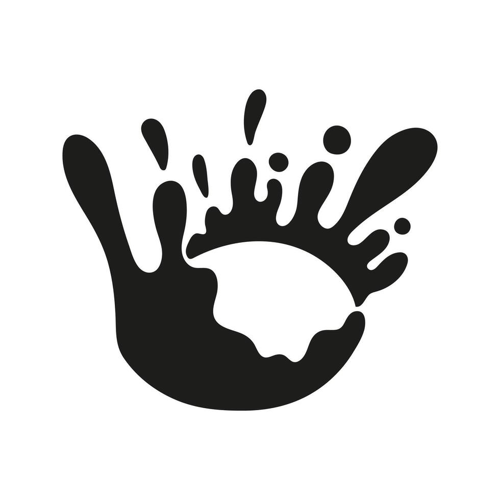 Hand drawn water splashes silhouette in circle shape. Doodle graphic illustration vector