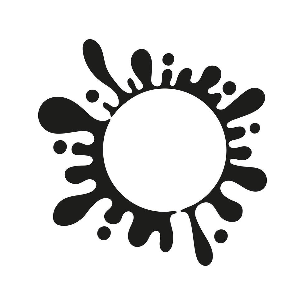 Hand drawn water splashes silhouette in circle shape vector