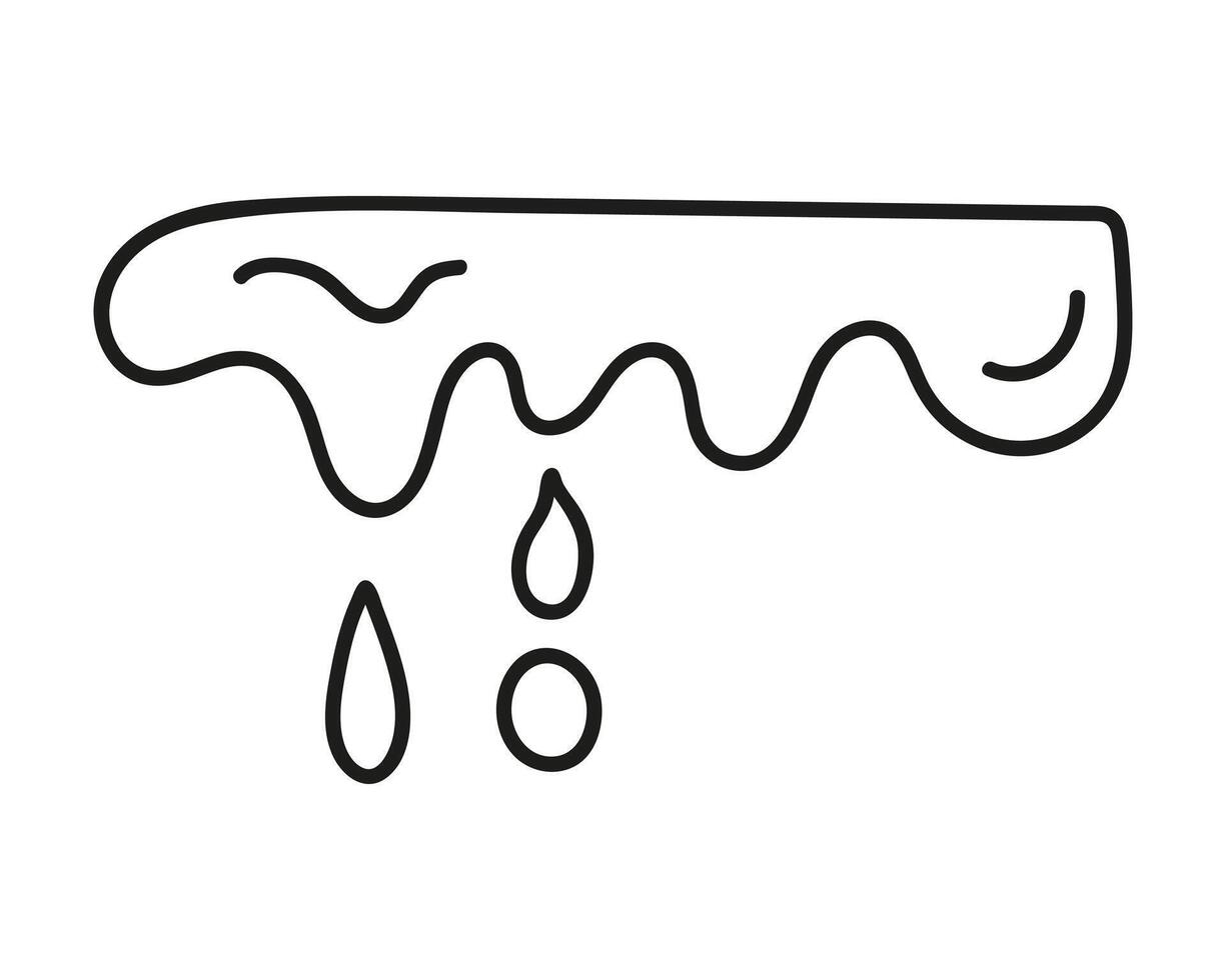 Hand drawn linear dripping liquid flow illustration vector
