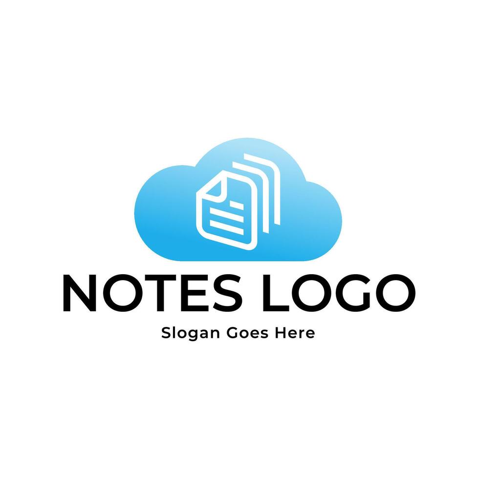 Notes logo design with cloud and blue vector